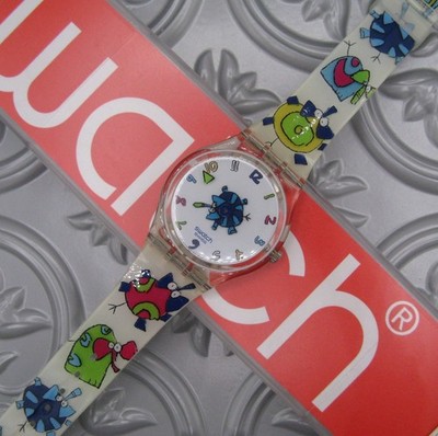 Swatch Watch NOSE THE TIME Cartoon Elephant Gent GE124 Vtg 2004 Case With Papers
