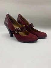 Sofft Red Maroon suede and patent leather pumps size 9