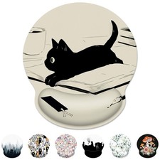 Ergonomic Mouse Pad with Wrist Support,Kawaii Anime Black Cat Mouse Pad with ...