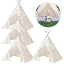 4 PCS Teepee Tent for Kids,Washable Tapered Kids Teepee Tent,Bohemian Teepee ...