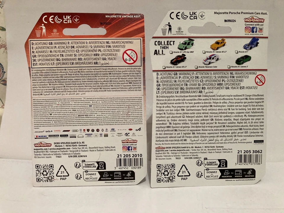 Majorette 212052010 Ford Mustang & 212053062 Porsche 911 1/64 Scale Blister Pack - Image 2 of 2