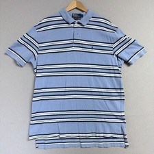 Vintage Ralph Lauren Blue Stripe Polo Shirt Size XL
