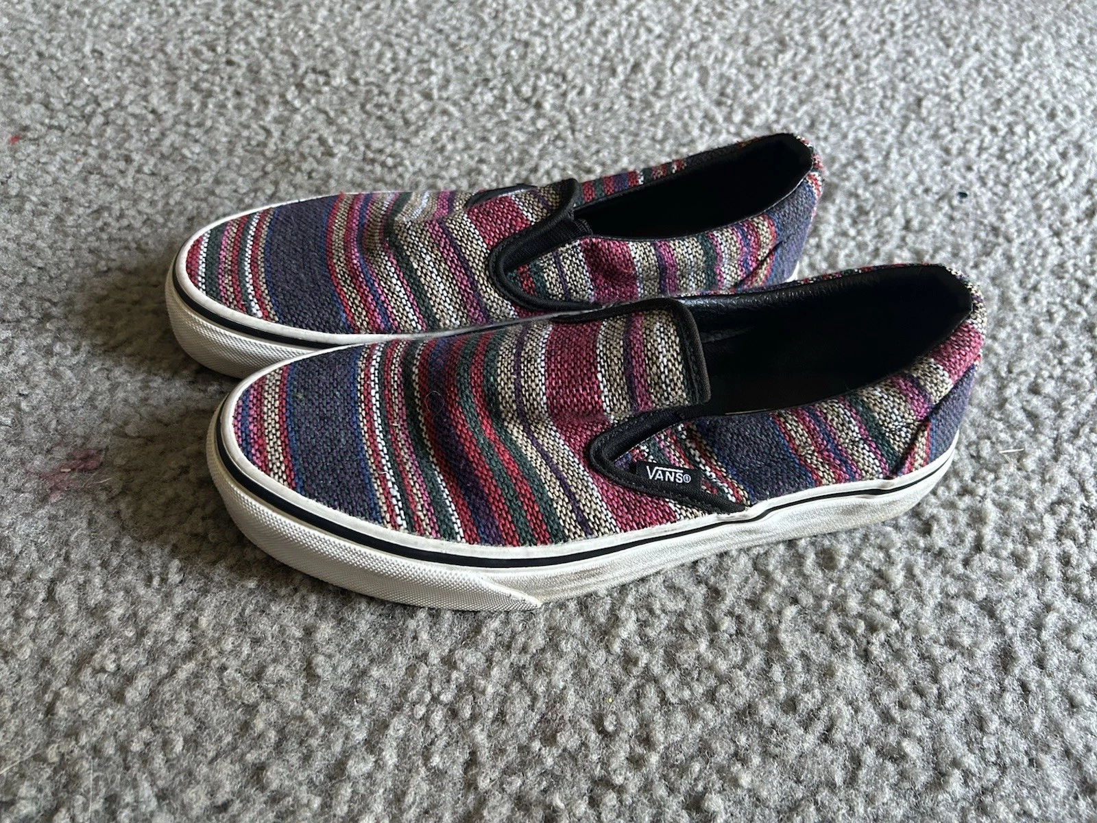 Mocassini VANS in tessuto a righe multicolore. Unisex Uomo 6.5 Donna 7.5