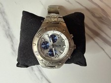 Fossil Blue Speedway TI-5071 Titanium Chronograph Watch Tin Needs Battery