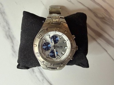 Fossil Blue Speedway TI-5071 Titanium Chronograph Watch Tin Needs Battery