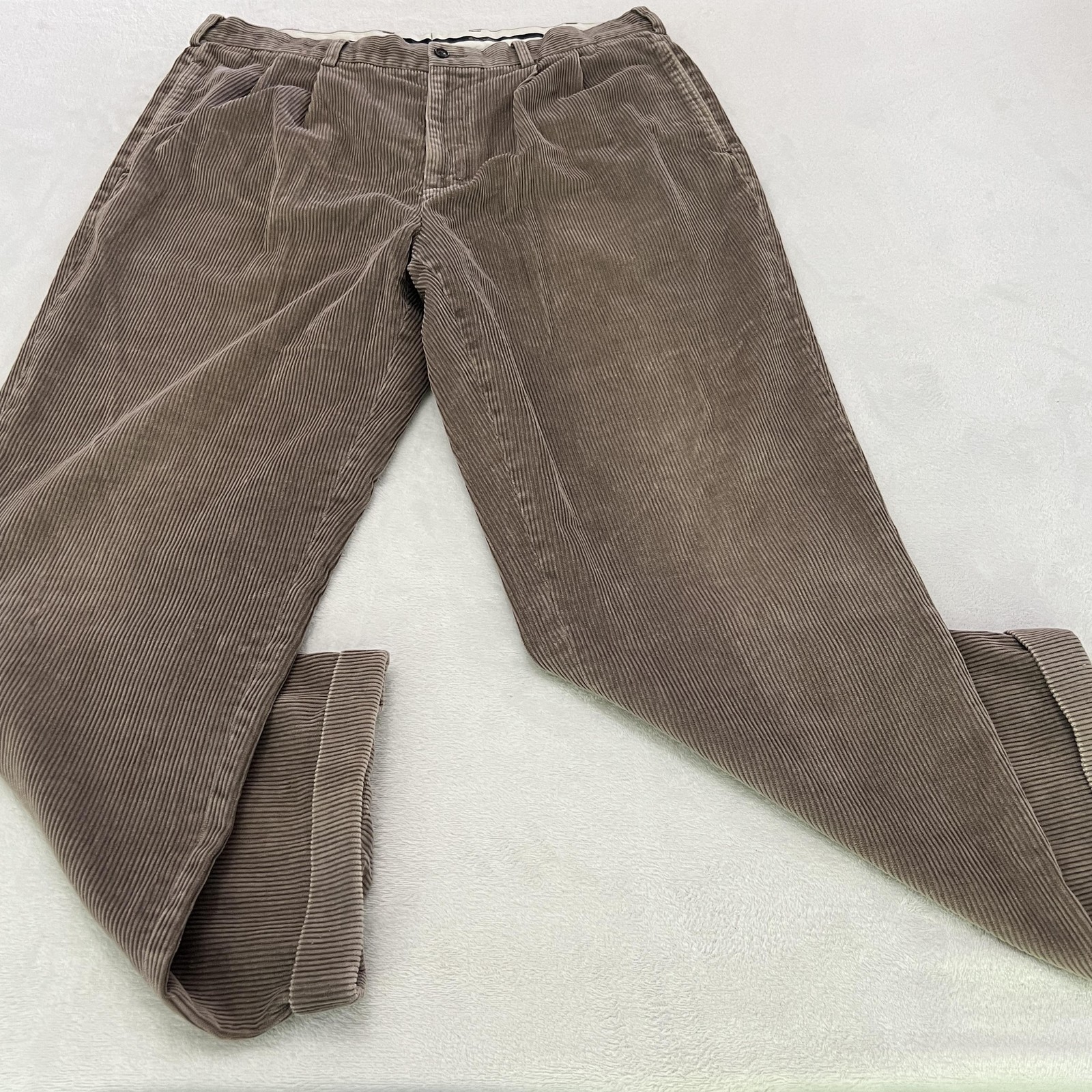 Brooks Brothers Elliot Pant Men 38 Brown Corduroy Pleated Trousers (Actual 38x30