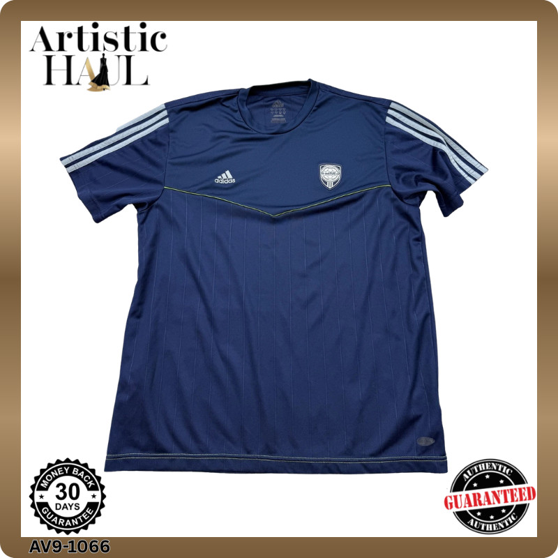 Camiseta de manga corta a rayas azul marino Adidas para hombre AEROREADY 2008