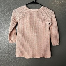Pink Chunky Knit Sweater Pullover Girls 5T Cozy Ribbed