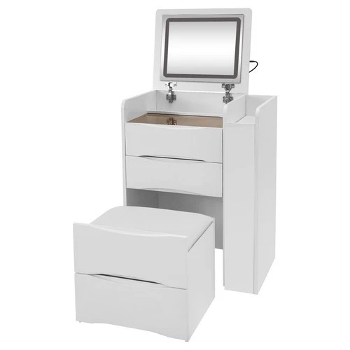 Vanity Desk Vanity Desk with Plip Top Mirror Compact Makeup Vanity w/3 Drawers - Image 4 of 4