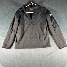 Under Armour Boy's Sweatshirt Size YLG 1/4 Zip Gray Black ColdGear Fleece MB