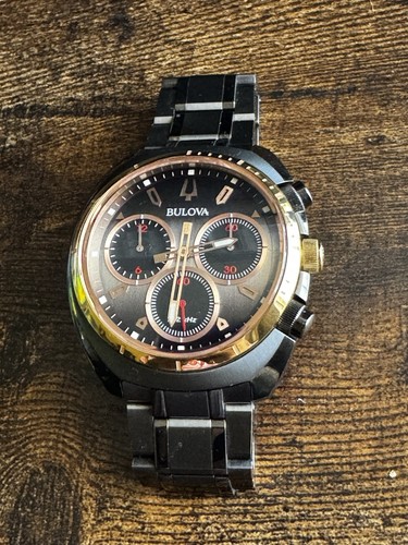 Bulova Curv Men's Chronograph 262khz Gunmetal Steel Sapphire 43mm Watch 98A158