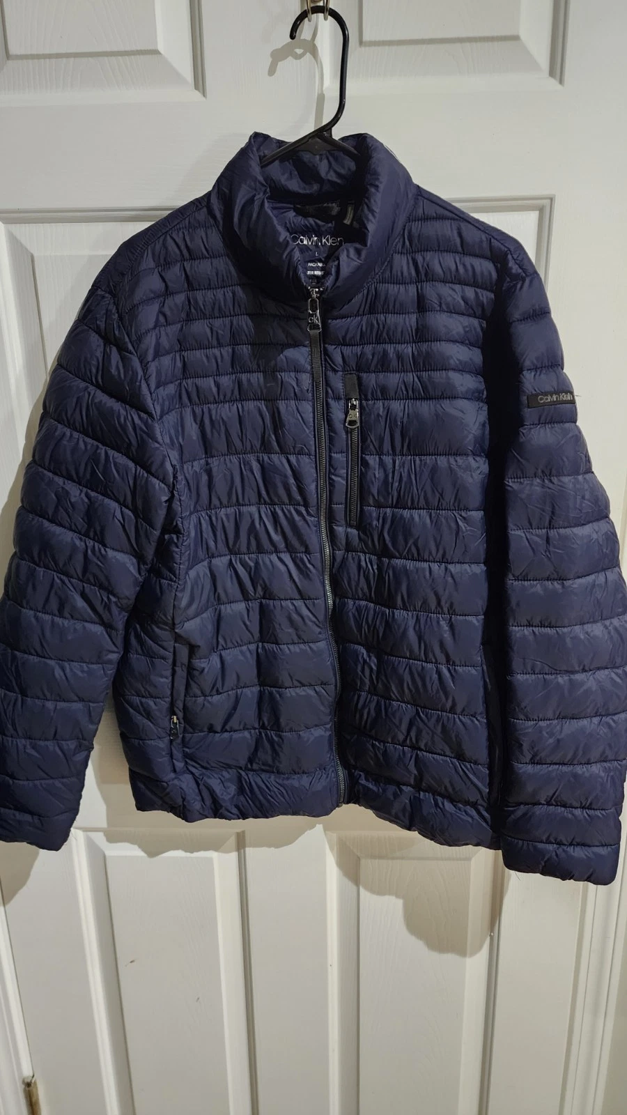 Calvin Klein Men’s Large Packable Puffer Jacket Navy Blue Water Resistant Coat