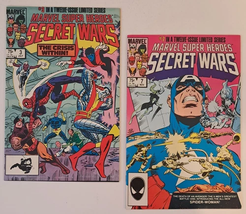 Secret Wars #3 & 7 (1st app of Titania, Volcana & Julia Carpenter/Spider-Woman) 