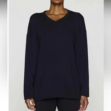 Bleusalt oversized v-neck long sleeve navy sweatshirt 0