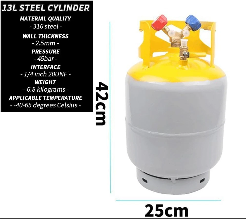 Tanque de recuperación de refrigerante de 30 libras lata de recuperación de CA con ajuste gratuito latón flexible Foto 4 de 4