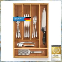 Besteckkasten Besteckeinsatz Schubladeneinsatz Organizer Ausziehbar Bambus Holz