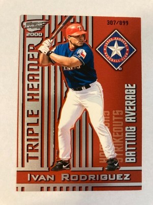 2000 Pacific Revolution Triple Header Silver Ivan Rodriguez #10 Rangers #307/899