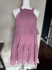 Listicle Lavender Ruffle Loose Halter Dress Small