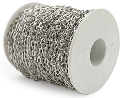 4x6mm Cable Chain - Platinum Silver Color - 100 500 Feet - Bulk Craft Spool