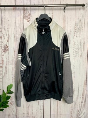 Adidas Herren Vintage 90s Trainingsjacke Full Zip Schwarz Grau Größe L