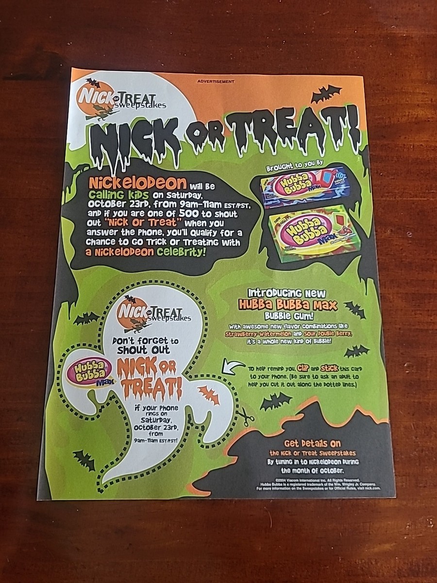 Nickelodeon Nick Or Treat Sweepstakes 2004 Print Ad 8x11 Great To