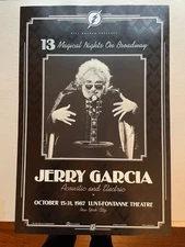 1987 Original Jerry Garcia Band Broadway Lunt-Fontanne Theatre Poster 1st Print