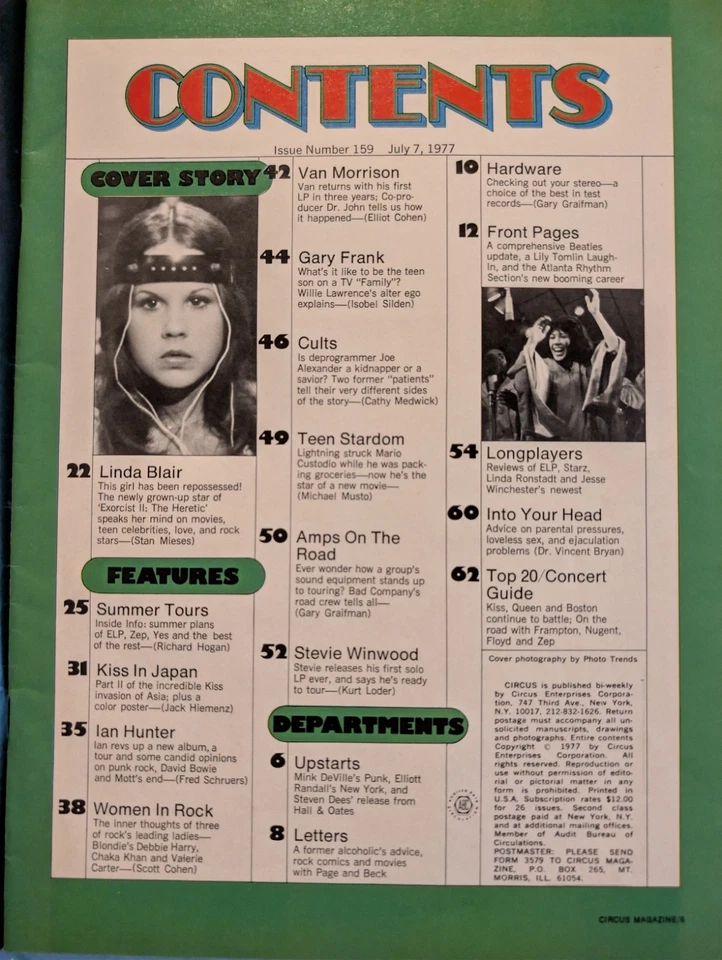 Circus Magazine July 1977 Linda Blair, KISS Ian Hunter, Beatles, Van Morrison - Image 2 of 4