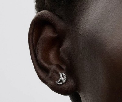  Ohrstecker In Modsichel-Form Aus SterlingSilber mit Klaren Cubic Zirkonia Neu