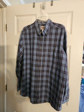 Wrangler Rugged Wear Men's XL Blue Plaid Cotton Blend Button-Up Shirt