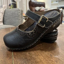 L’Artiste Aneria Spring Step Slip On Embossed Clogs Artsy Hipster Mules Black 37