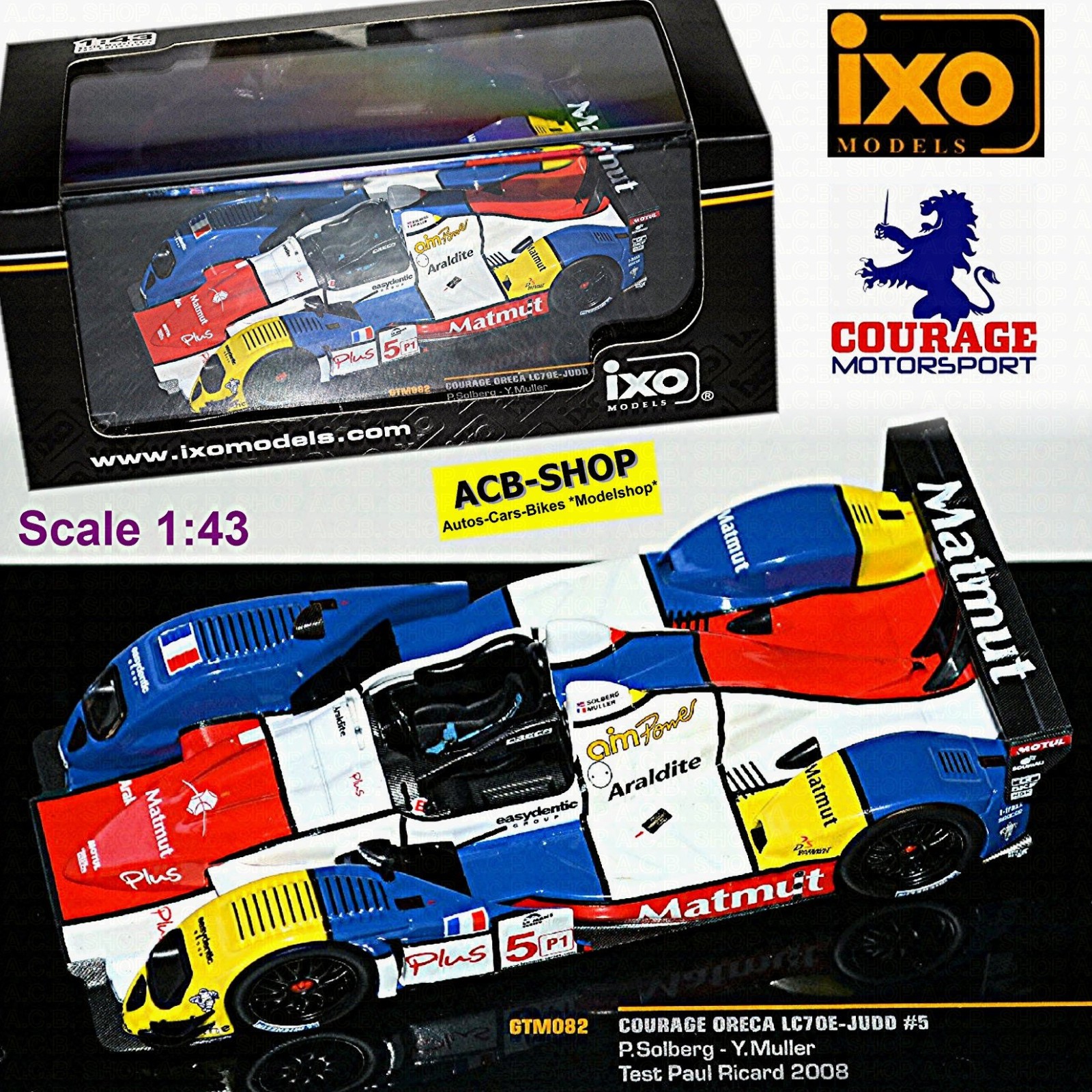 Courage Oreca LC70E-JUDD #5 Test Paul Ricard 2008 P.Solberg/ Y.Muller 1:43