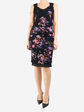 Dolce & Gabbana Black vintage 2004 floral lace midi dress - size UK 8