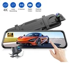 10" Mirror 4K dual Dash Cam Front + Rear Car Camera Backup Camera Voice Control