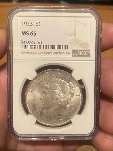 Graded!  1923 Philadelphia Peace Silver Dollar NGC Slab MS-65  90% Silver