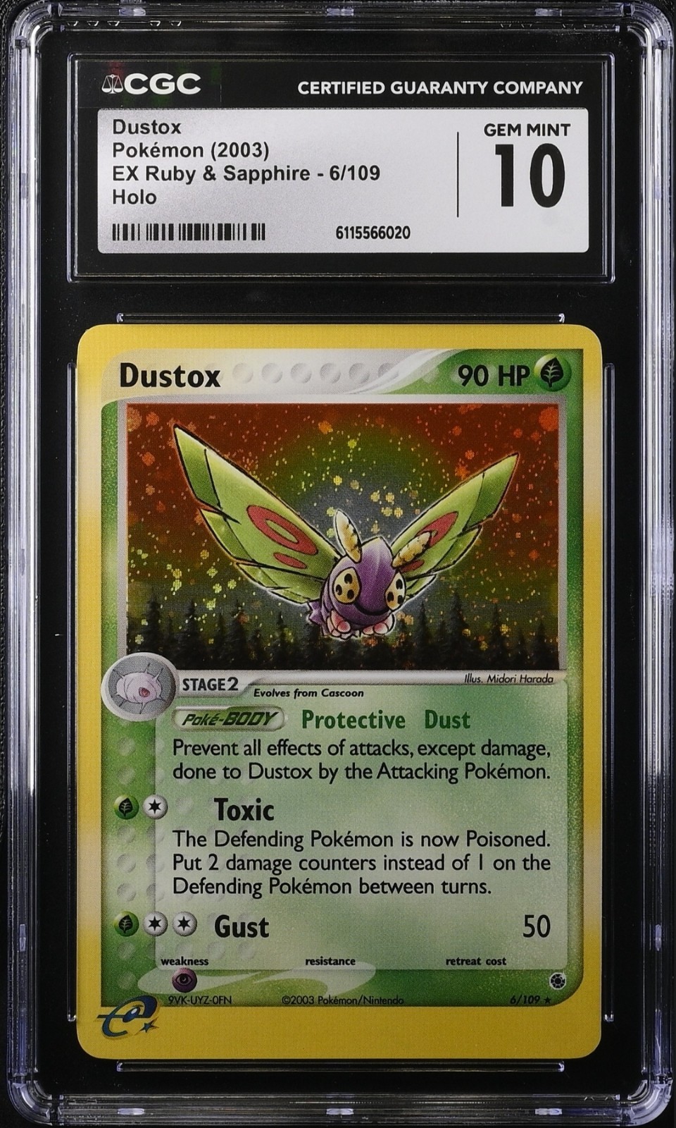 CGC 10 Dustox EX Ruby & Sapphire 6/109 Holo Pokemon 2003 GEM MINT