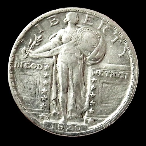 1920 S US SILVER STANDING LIBERTY QUARTER 25C EXTRA FINE COIN