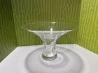 Vintage MCM Signed Steuben 10” Footed Glass Bowl Dish Trumpet Thumbprint Clear