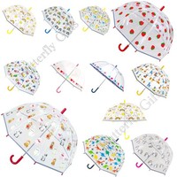 Childrens Dome Umbrella Boys Girls Brolly School Nursery Dinosaur Cats Dogs