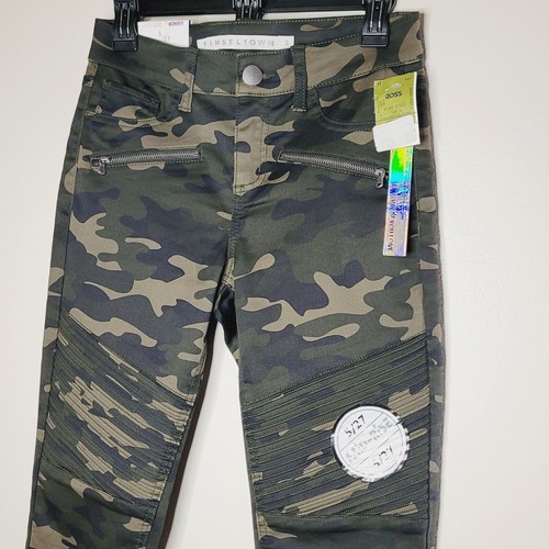 Women's Camouflage Pants Size 5 Army Fatigue Skinny Button Street Casual Cool - Picture 3 of 13
