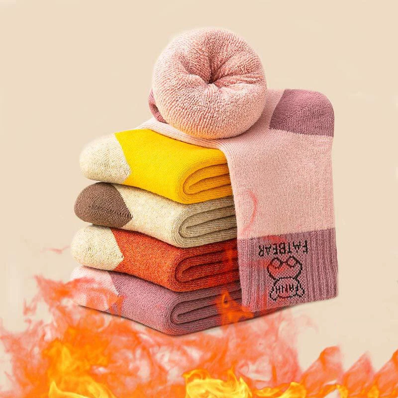 5 pares de calcetines informales clásicos lisos suaves gruesos de algodón para niñas Foto 4 de 4