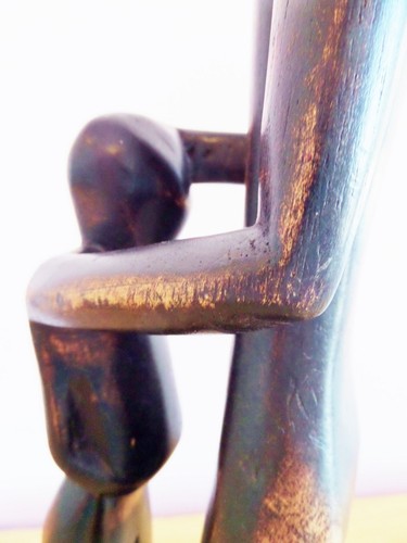 Vintage Ghana Hand Carved Wooden Statue Mother and Child West African Souvenir - Picture 2 of 5