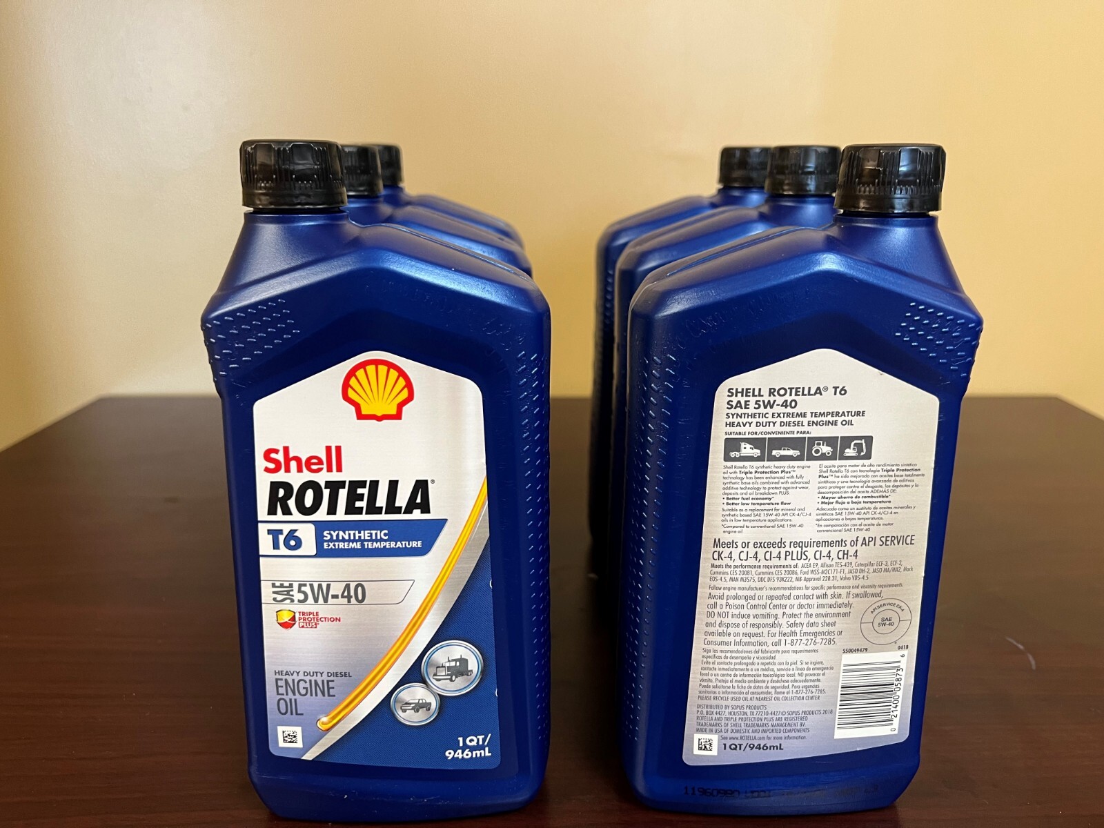 Shell Rotella T6 Full Synthetic 5W40 Diesel Engine Oil, Quart (946ml
