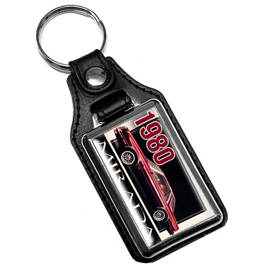 Compatible w 1980 Luxury Mirada Classic Car Design Faux Leather Key Ring