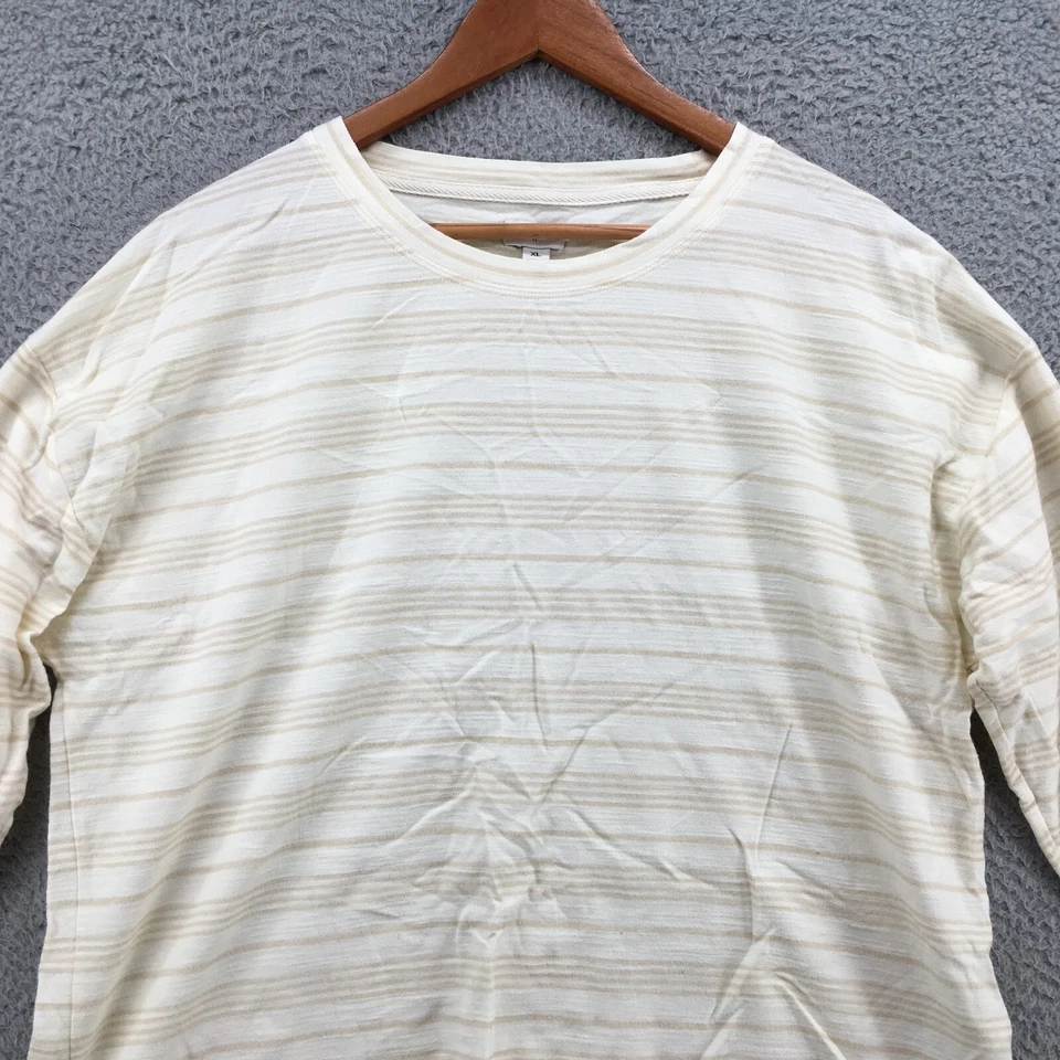 J.Crew Pullover Long Sleeve Sweatshirt Womens XL Beige Striped Cotton Blend - Image 3 of 4