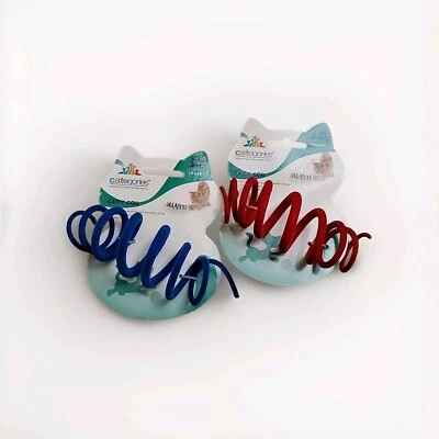CATEGORIES 2x Cat / Kitten Toy Spring Coil Heavy Duty Chewi Velvet Rolls Bounces For Chase
