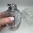 Glass GAS Cigarette Lighter 2pc Set Collectible Decorative Clear Ashtray JAPAN — photo 2