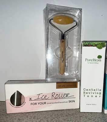 Facial Skin care set! Kitsch Ice Roller, IT Cosmetics Roller, PureHeals toner