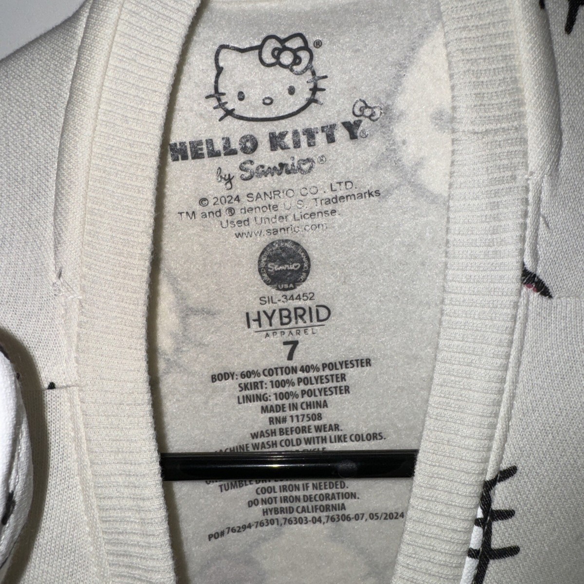 Hello Kitty Toddler Dress Small 7 Pink Lace Sanrio Girls White