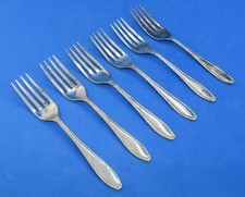 Silver plate electroplate vintage Art Deco antique set six desert fork cutlery B
