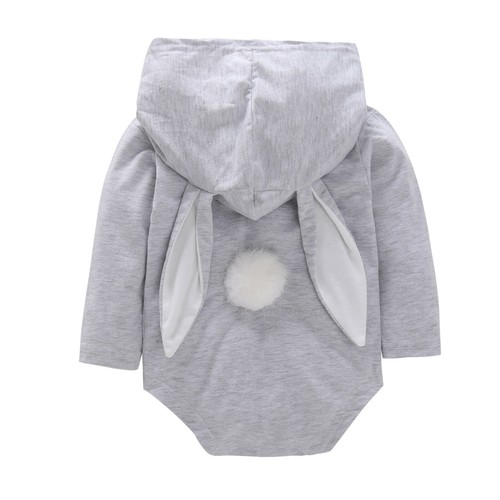 Neugeborenes Säugling Baby Jungen Mädchen Leinen 3D Hasenohr Mütze + Strampler Body Outfit Set - Bild 8 von 16